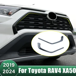 Car Front Grille Cover Molding Bonnet Garnish Protector Sticker For Toyota RAV4 XA50 2019 2020 2021 2022 2023 2024 RAV 4 Hybrid