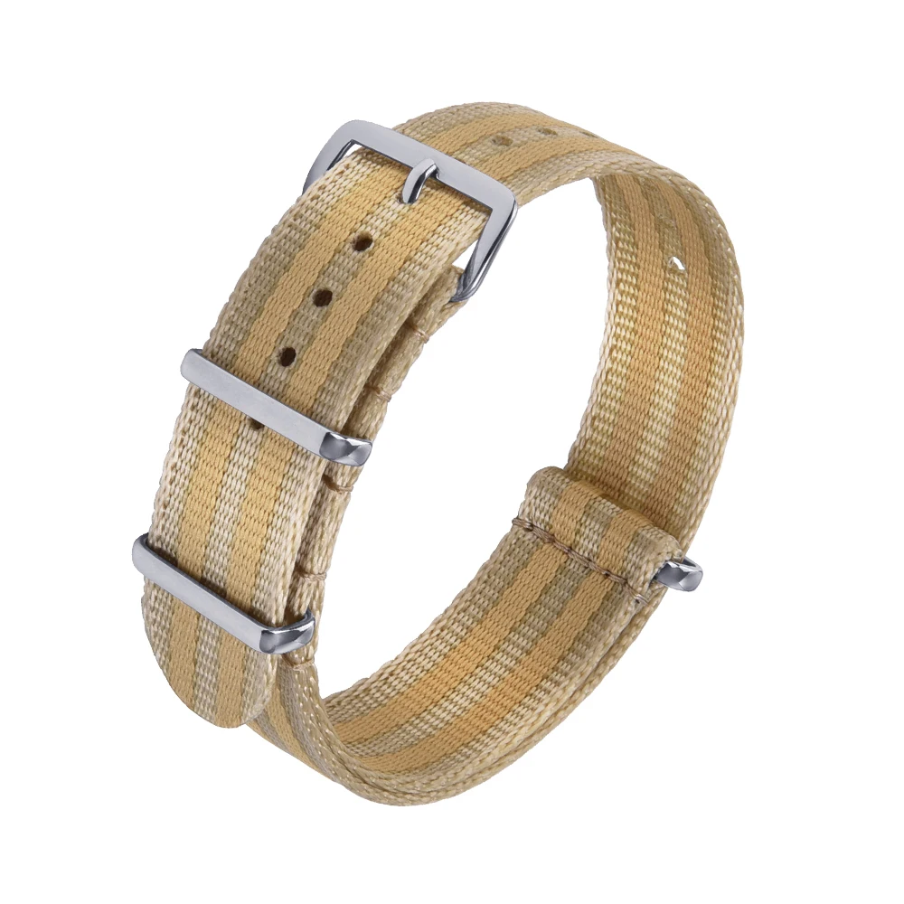 Durable Nylon Watch Band with Silver Buckle - Versatile Sport Strap
