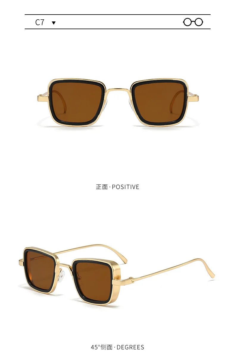 Vintage Metall Rahmen Quadrat Sonnenbrille Für Frauen Männer Punk Sonnenbrille Weibliche Brillen Oculos De Sol für Männlich Weiblich Brillen – Detail 17