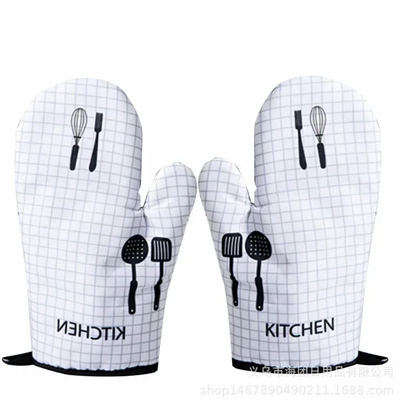 Kitchen Baking Cooking Accessories Print Oven Mitt Glove Pad Washable Microwave Pizza Anti-Hot Insulation Mat Kitchen Decor silicone oven mitts kitchen gloves silicone oven gloves