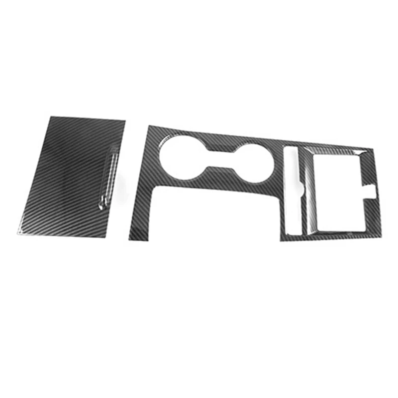 

2Pcs Car Carbon Fiber Center Console Gear Shift Panel Water Cup Holder Cover Trim Stickers For KIA K5 2020 2021 2022