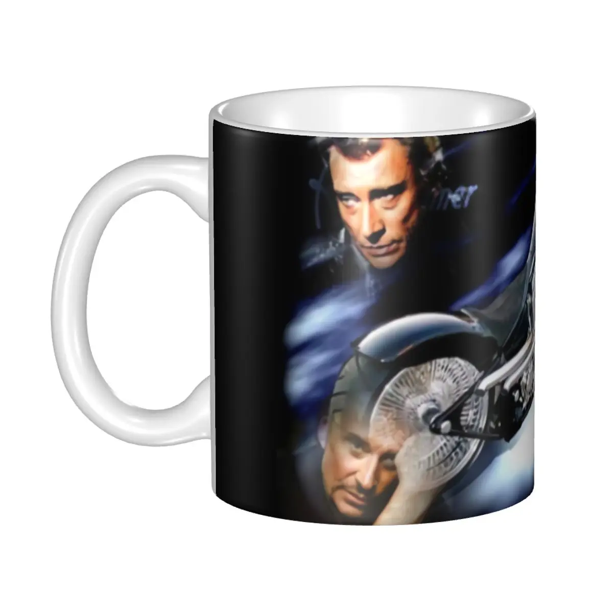 Mug Johnny Hallyday - Photos Noir Et Blanc, Thème Rock And Roll - Céramique 325ml - Fabriqué En France 2025