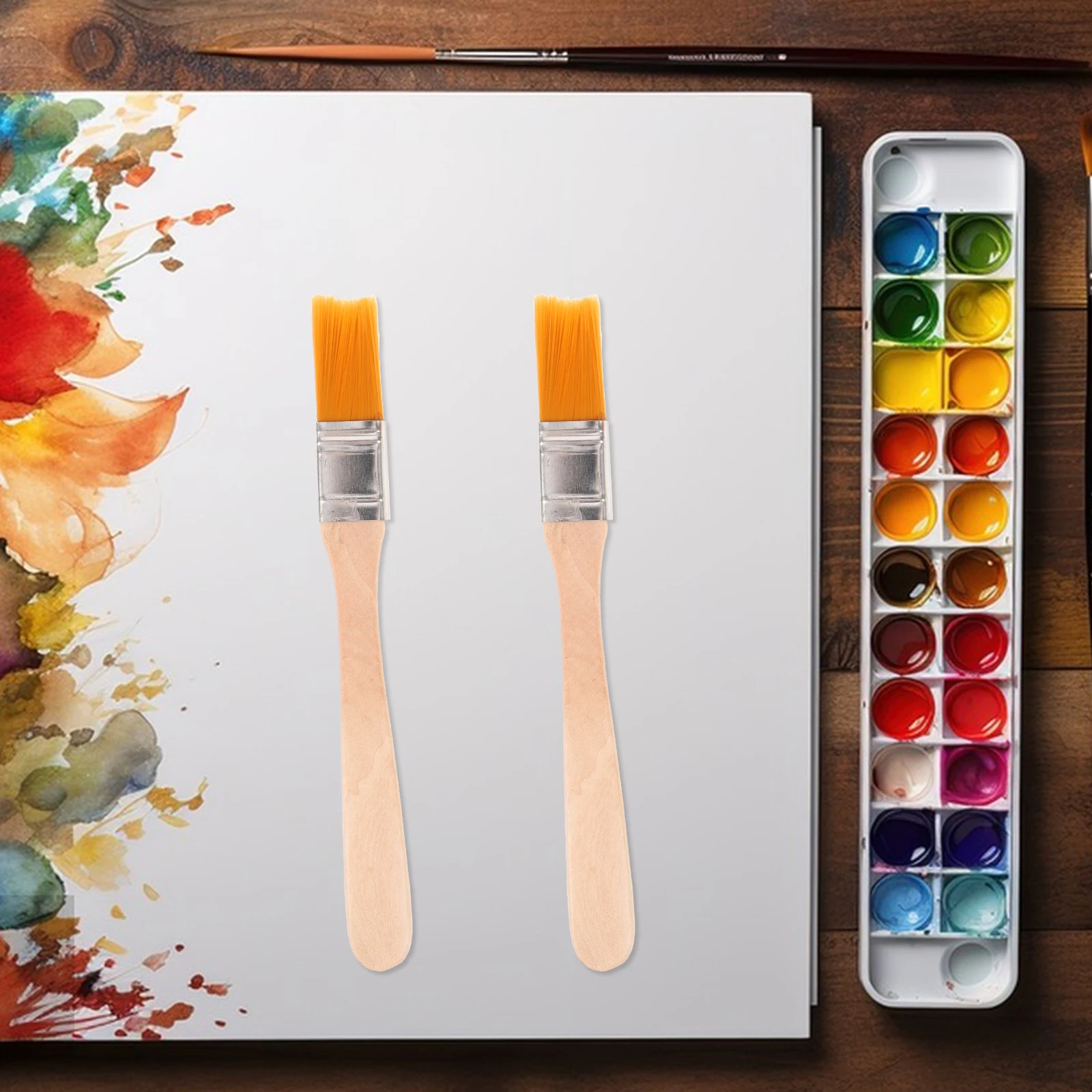 6pcs Wooden Handle Paint Brush Nylon Bristle Paint Brushes Wall Painting Brushes Reusable Brushes For Wall Painting Tool 4