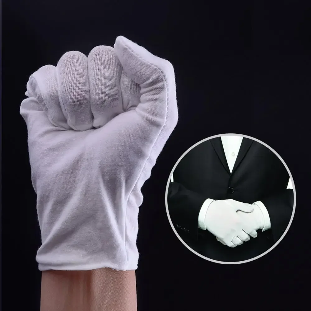 Unisex Full-Finger Etiquette White Cotton Gloves