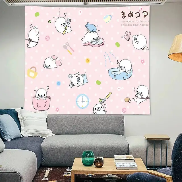 Tapisserie de dessin animé M-Mamégoma, dessin animé Kawaii, décoration de chambre à coucher, dortoir, tissu de fond, vacances, maison, fête, salon, Club 4