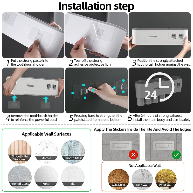 Toothpaste squeezer toothbrush holder toothpaste dispenser bathroom storage rack Bathroom Magnetic Adsorption Inverted Toothbrush Holder Wall-Automatic Toothpaste Squeezer Storage Rack Bathroom Accessories
