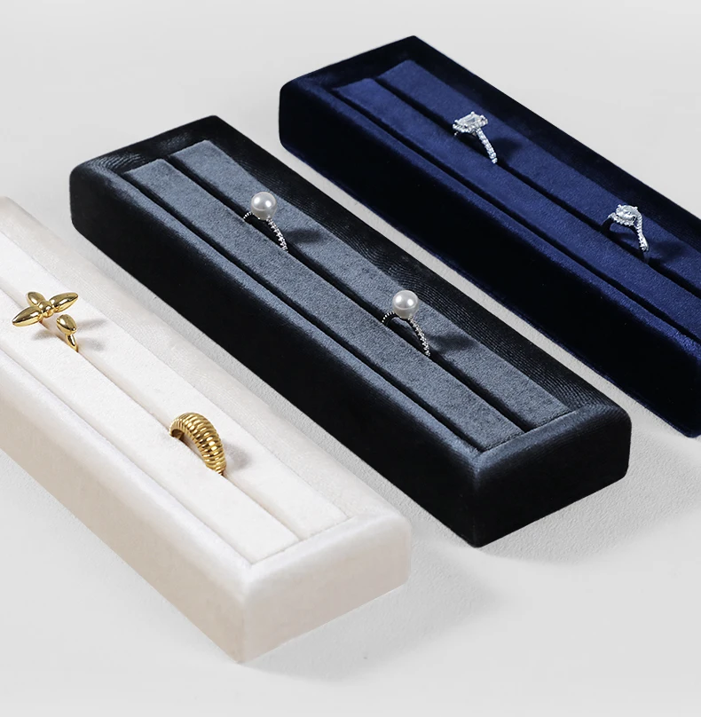 Yinbeini Velvet Ring Display Stand Single Row Ring Ear Stud Storage Organizer Jewelry Shop Showcase Props TB045