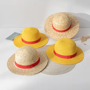 ONE PIECE Luffy Ace Straw Hat Anime Character Cosplay Props Cowboy Hat  Straw Hat Sunscreen Sun Hat Flat Cap Cartoon Costume Gift