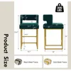Velvet Bar Stools Set of 4 Counter Height Stools 26" Bar Chair Kitchen Island Chairs with Back Padded Seat Gold Metal Legs 2