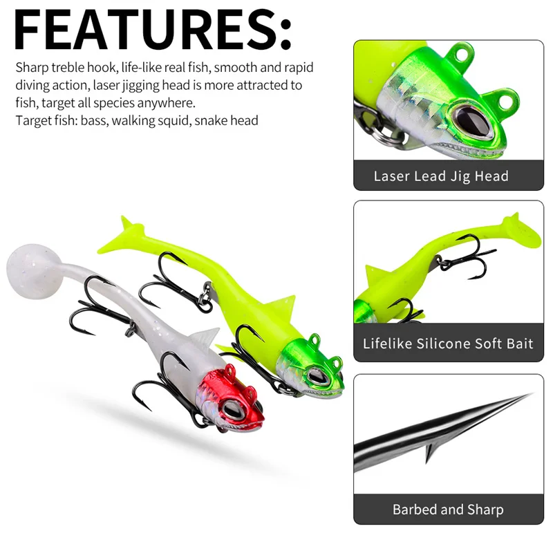 5PCS Luya Fake Bait Sharp Hook Tip Quick Fish Fake Bait Universal In The Whole Water Area Soft Bait Waters All Waters