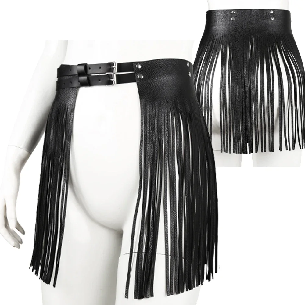 Women Sexy Adjustable Belt Tassels Leather Skirt Halloween Cosplay Party Leather Bdsm Lingerie Punk Gothic Skirt Fetish Clothing тарелка бумажная halloween party 18 см набор 6 шт