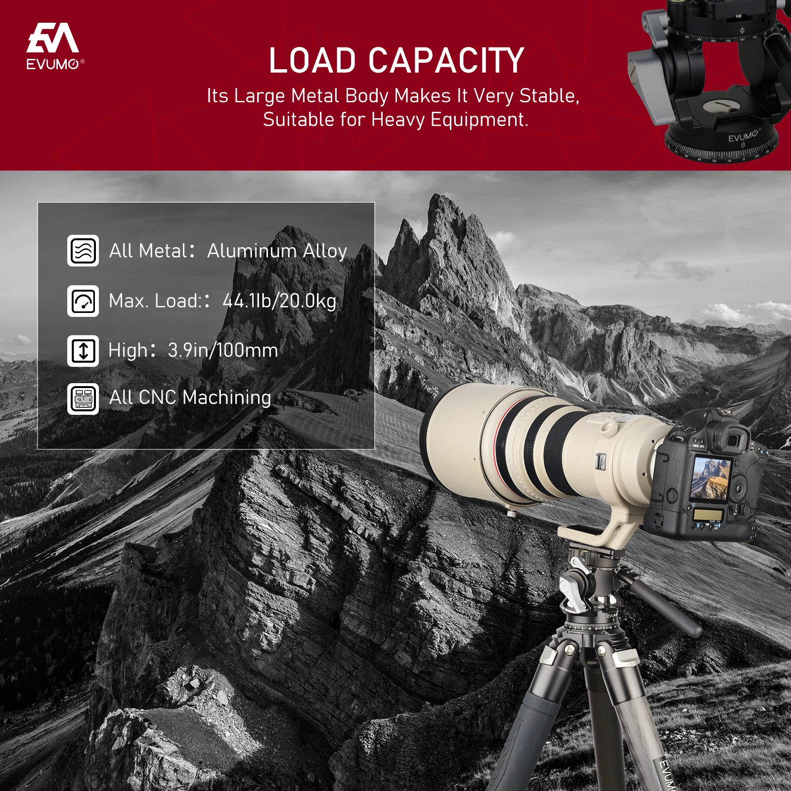 Video Hydraulic Head-80&deg;+90&deg; Video Ttipod Head 360 Panoramic Vlog Universal Ballhead For Tripod Monopod