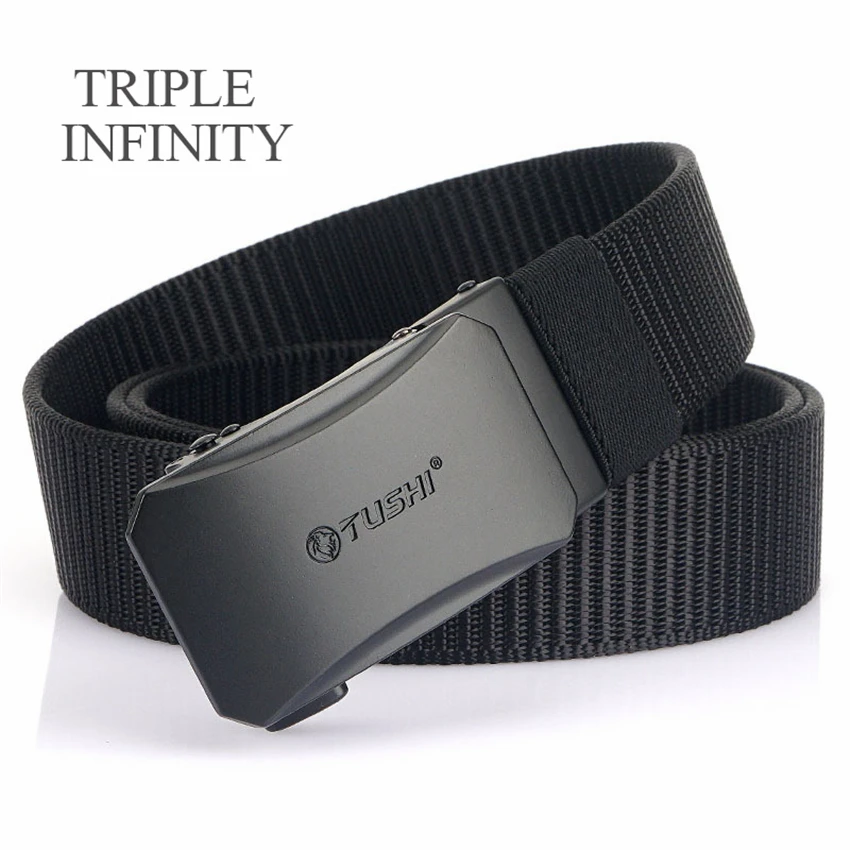 TRIPLE INFINITY 2021 Thick Nylon Men Belt Casual Outdoor Tactical Belt For Jeans Pants Durable Metal Automatic Buckle Male Belt comfort click belt