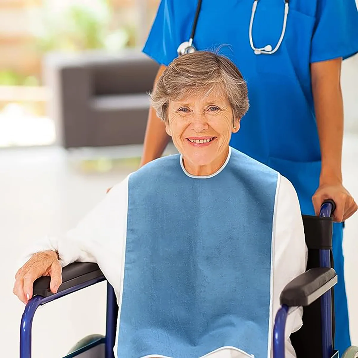 New coated adult apron reusable waterproof terry bibs Or bring a pocket For adult women and men Elderly Seniors & Disabled bibs