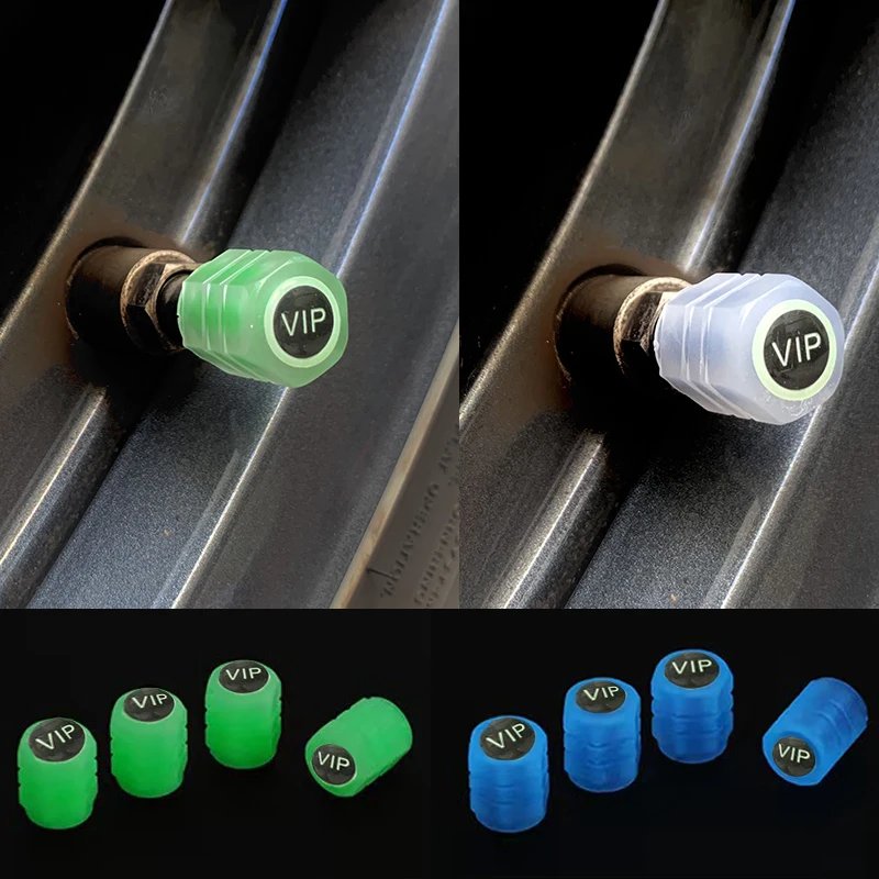 4Pcs Luminous Valve Caps Fluorescent Night Glowing Car Motorcycle Bicycle Wheel Styling Tyre Hub Universal Cap Decor Five styles