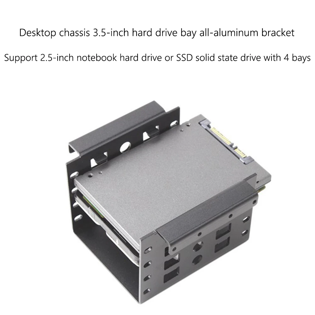 4 Bay 2.5 inch to 3.5 inch Drive SSD Adapter Bracket SSD Hard Drive Caddy Chassis Internal Mounting Holder