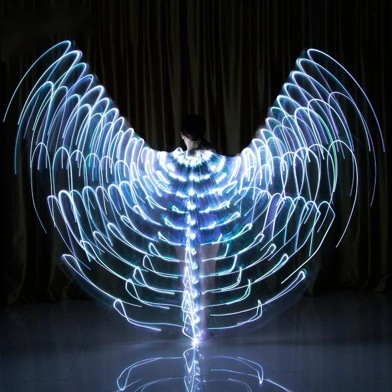 

Stage Performance Prop Women Dance Accessories Girls LED Wings Light Up 360 Degrees Gold Wings