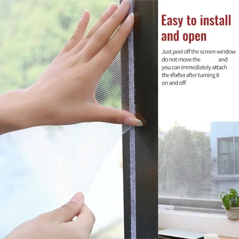 1/2/3개 자체 접착식 보이지 않는 스크린 여름 모기 방지 및 곤충 방지 스크린 간단한 작동 흰색 및 검정색 스크린