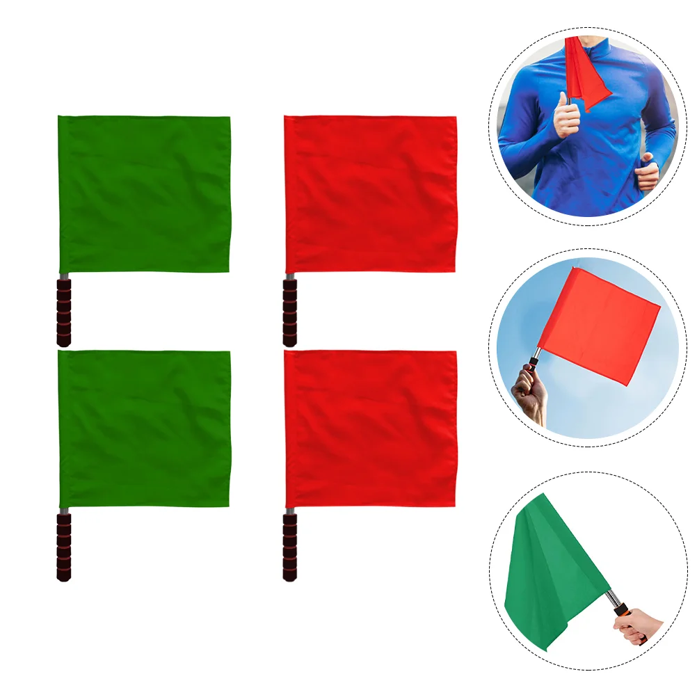 School Referee Flag Racing Conducting Match Safety Waving Referees Flags Race Signal Handheld Commander 4pcs race referee flags hand flags signal flags handheld athletic competition flags