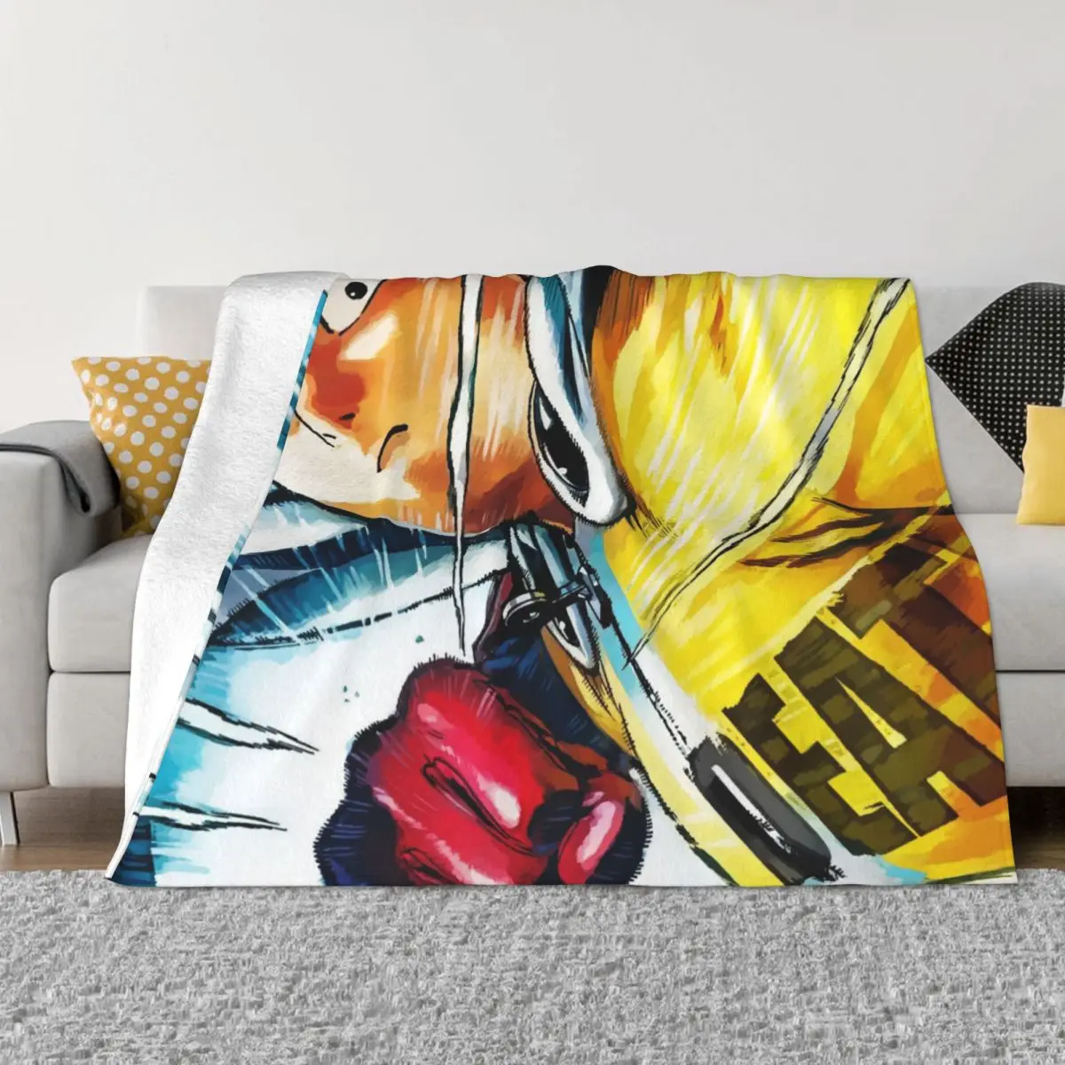 

One Punch Man Manga Saitama Art Portable Warm Throw Blankets for Bedding Travel