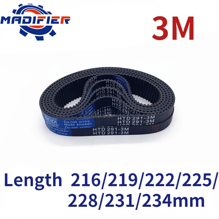 

HTD3M Rubber timing belt length 216/219/222/225/228/231/234mm suitable for 10/15mm wide pitch 3mm wheel belt