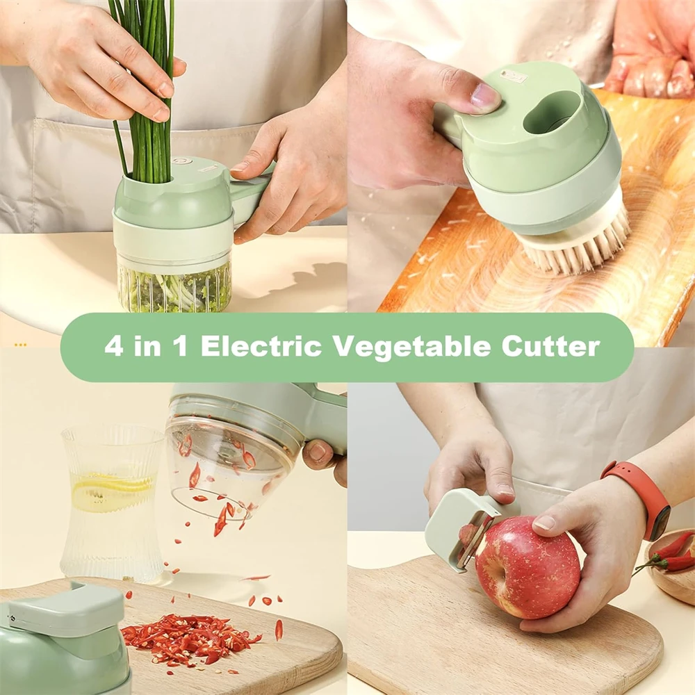4 in 1 Vegetable Processing Machine Electric Food Processor Vegetable Cutter Garlic Masher Wireless Grinder Tools vegetable slicer fruit slicer vegetable cutter garlic chopper food processor