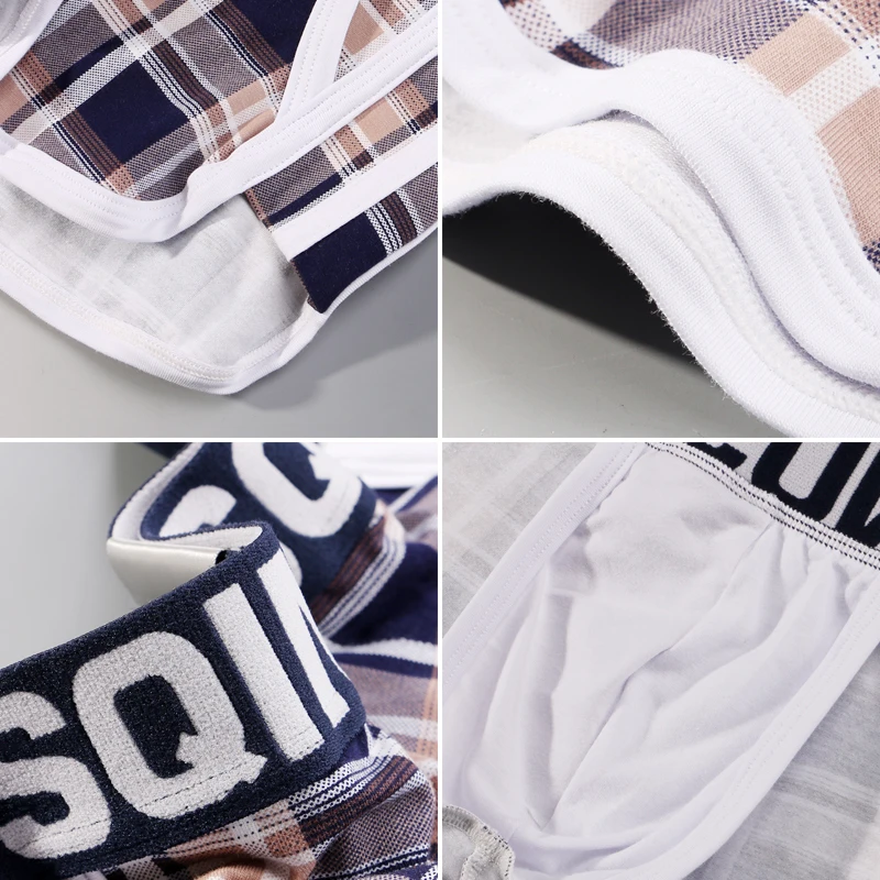 Men Plaid Design Boxer Shorts Pure Cotton Underwear Man Plus Size Boxershorts Soft Seamless Breathable Male Relax Fit Panties