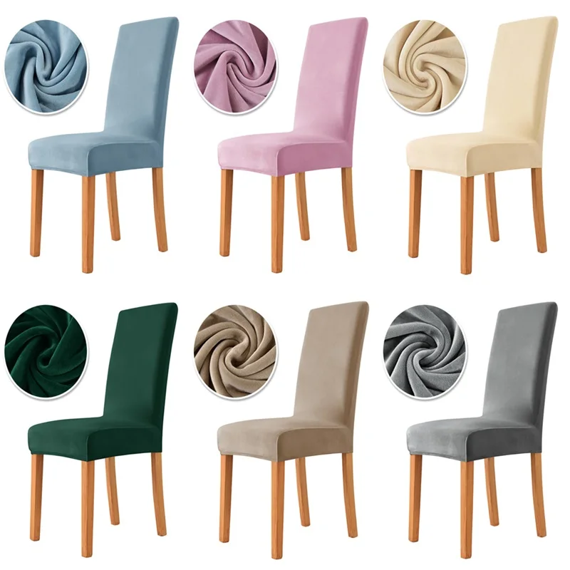 

1/2/4/6pcs Velvet Elastic Chair Cover Universal Size Chair Covers Stretch Seat Slipcovers for Dining Room Kitchen Home Decor