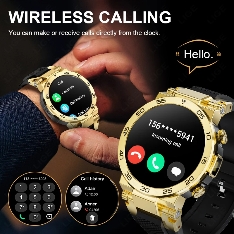 2025 LED Bluetooth Call Smart Watch Men Outdoor Sports Full Touch Screen Health Monitoring Waterproof Smartwatch For IOS Android