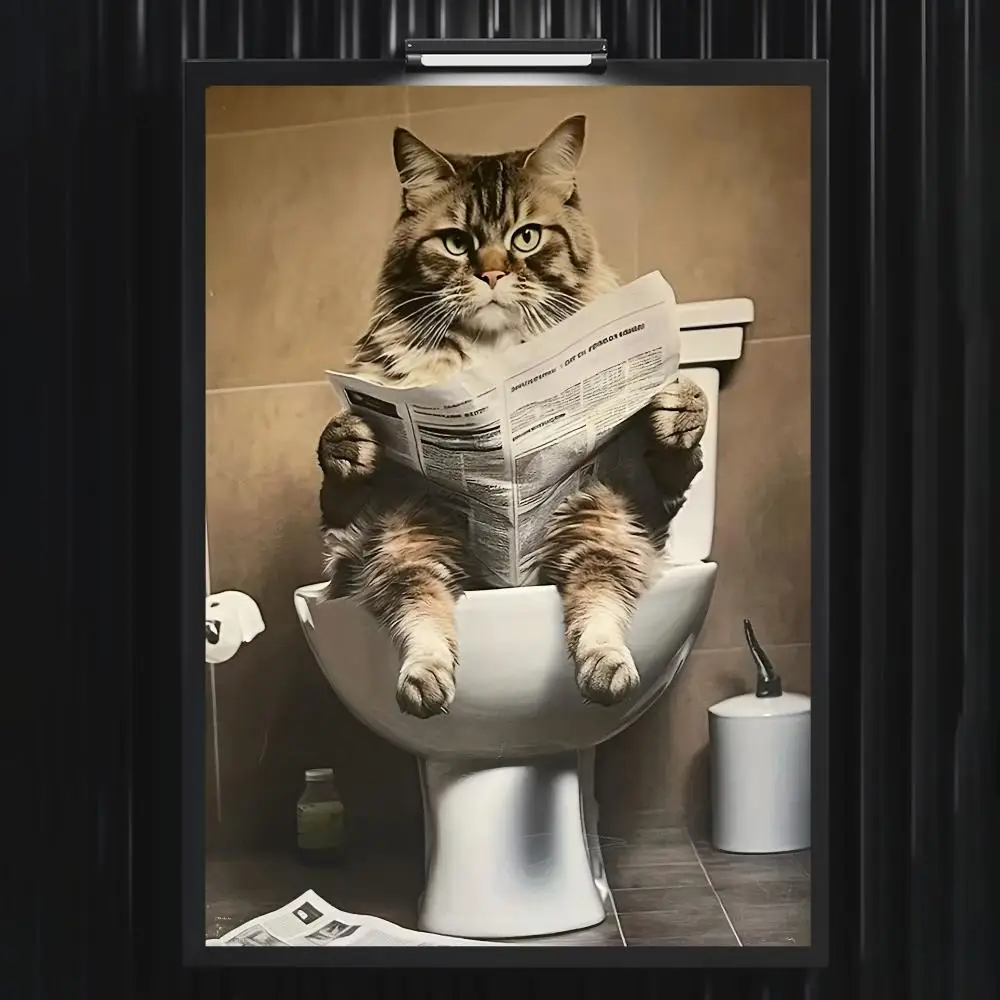 Lustiges Badezimmer-Poster mit Humorvollem Tiermotiv für Wohnzimmer, Schlafzimmer, Bar, Flur, Klebende Wandkunst, Wasserfester Ästhetischer Druck – Detail 9