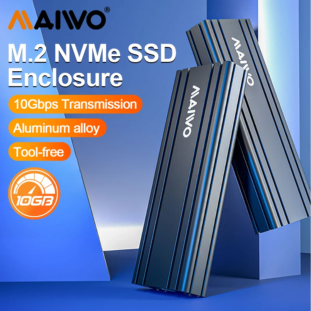 Ssd Shell MAIWO M.2 SSD Enclosure NVME SSD Case Aluminum shell 10Gbps M.2 to USB ...