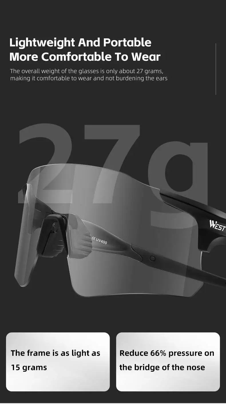 West Biking polarisierte photo chrome Fahrrad brille Outdoor UV400 Fahrrad brille Sonnenbrille Sport MTB Rennrad Brille Brille – Detail 13
