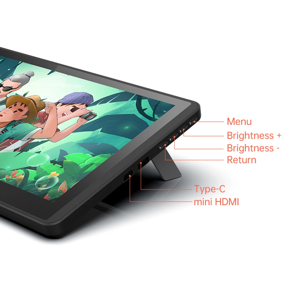 LCD 그래픽 모니터 드로잉 태블릿 모니터, 배터리 프리 스타일러스 틸트 드로잉 태블릿, 윈도우 MacOS용, 11.6 인치, 1366x 768px