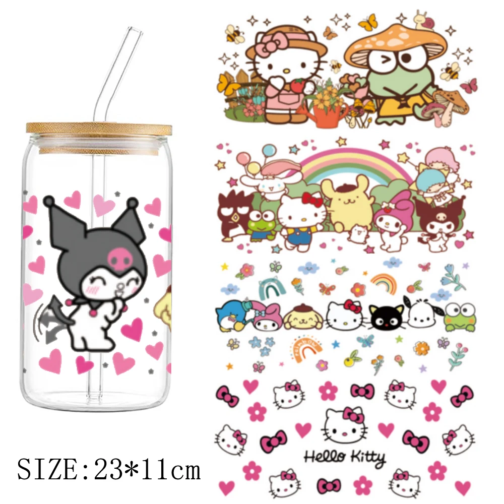 

1pcs Hello Kitty DTF Sticker Cups 16oz Cool Personalize UV Wrap Transfer Sticker Custom Labels DIY Selfadhesive Waterproof