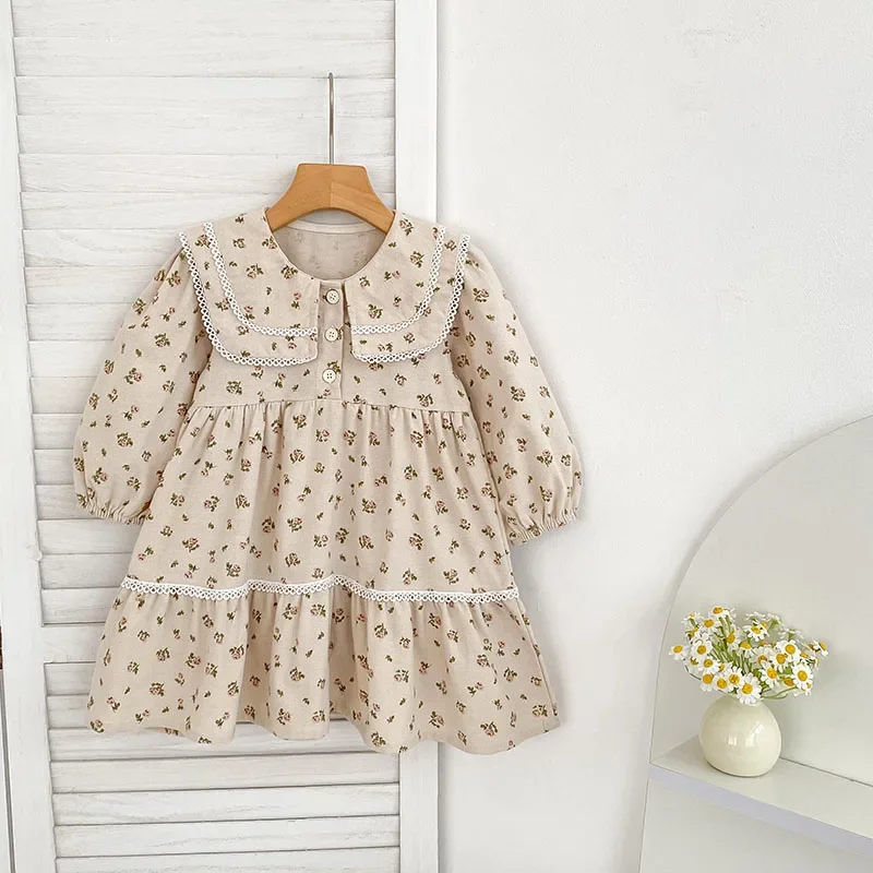 Autumn Floral Lace Kids Dress for Girls