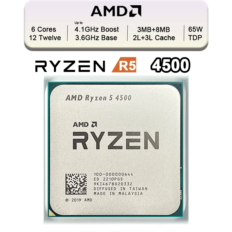 Nuovo Amd Ryzen 5 4500 R5 4500 6-Core 3.6 Ghz 12-Thread 7Nm 65W Cpu Gamer Cpu Processor Socket Am4 Ryzen Muslimesu