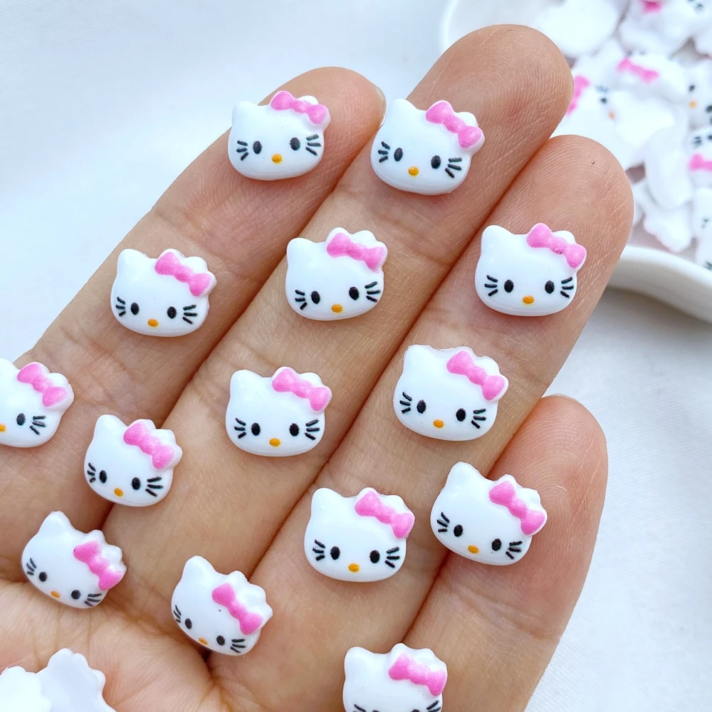 

50 pieces/batch Kawaii nail art decoration resin cartoon animal cat nail accessories DIY 3D charm