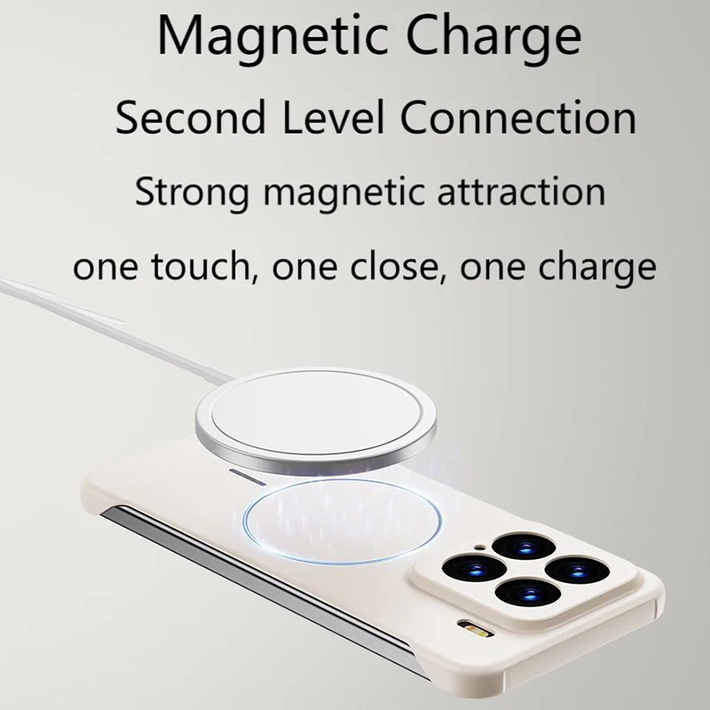 Ultra Slim Frameless Phone Case with Magsafe Wireless Charging Compatible PC Hard Cover
