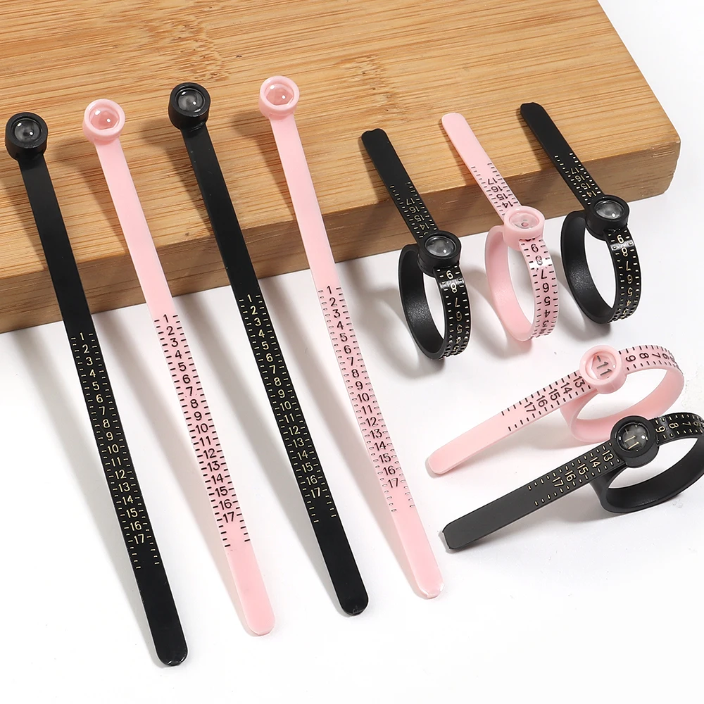 5pcs TPU Ring Sizer With Magnifier US 1-17 Ring Size Measuring Tape Finger Measuring Ruler Professional Jewelry Measuring Tool