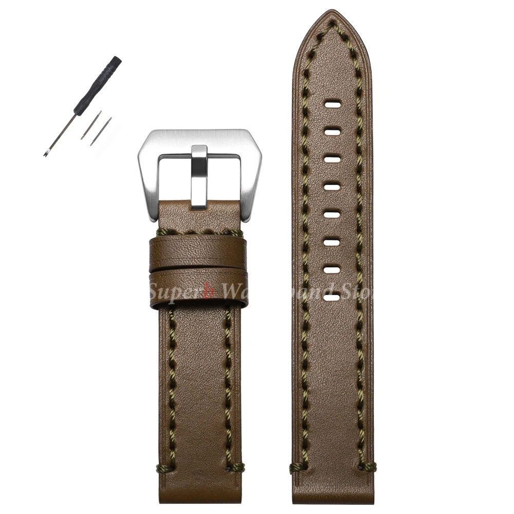 Premium Vintage Brown Cowhide Leather Watch Strap - Unisex Wrist Band