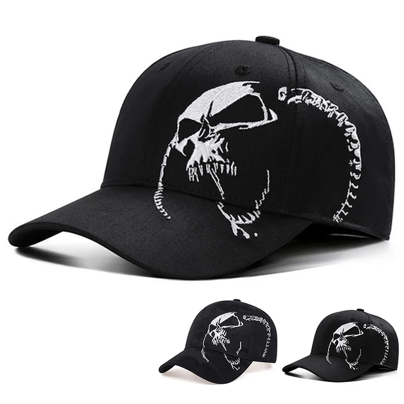 Baseball Caps Unisex Side Skull Pattern Embroidery Spring and Autumn Outdoor Adjustable Casual Sunscreen Hat