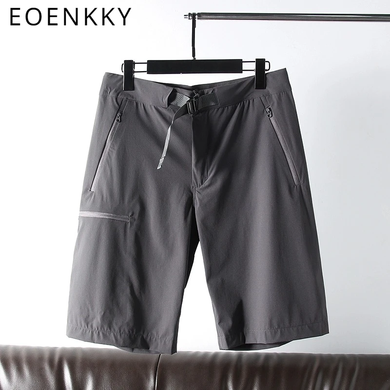 EOENKKY 남성용 자수 속건성 바지, 야외 캐주얼 반바지, 경량 통기성 하이킹 바지, 5 부 바지, 여름