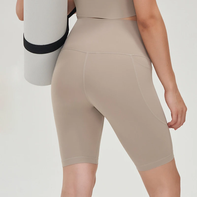 TRY TO BN Yoga Shorts Pockets Sport Fitness High Waist Leggings Push Up Workout Cycling Shaping Abdomen Gym Clothes Tights Women