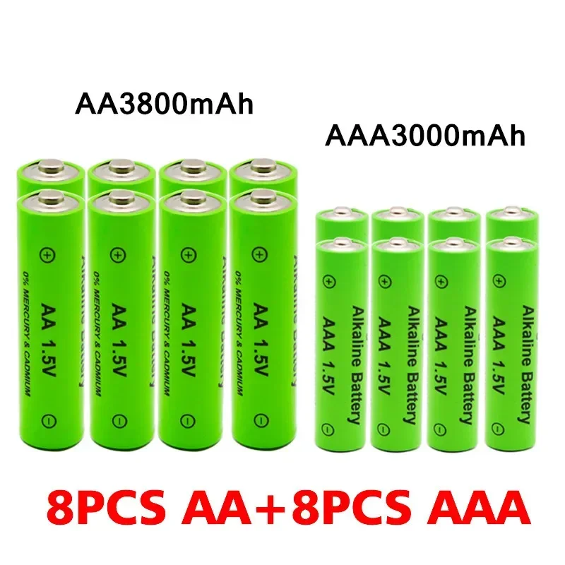 AA + AAA Rechargeable AA 1.5V 3800mAh / 1.5V AAA 3000mah Alkaline Battery Flashlight Toys Watch MP3 Player Replace Ni-Mh Battery