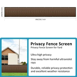 Balcony Privacy Screen Cover - Tear Resistant Fencing Mesh for Garden, Porch, and Pool Decor (2Pcs Brown 1X6M)