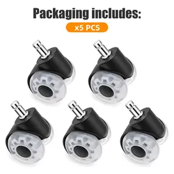 Quiet-Roll Universal Office Chair Casters - Set of 5 Soft Rubber Wheels (H0191)