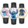 Disney Stitch Cartoon Children's Watch Movie Anime action figure PU Belt Pointer Digital Quartz watches for kids Birthday Gifts 1
