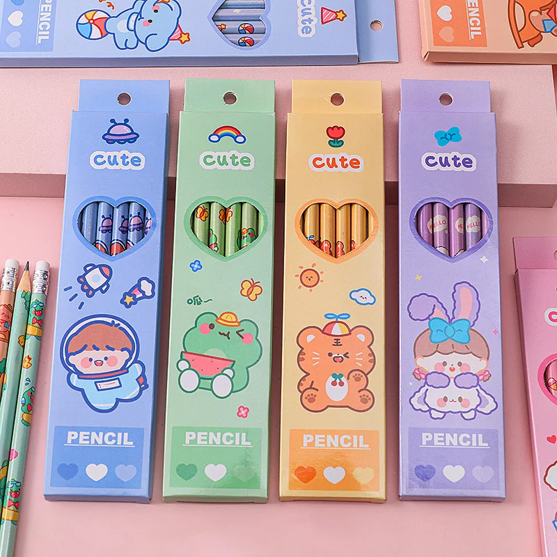 Cheap 6pcs Graphite Pencil Cartoon Sweetheart Cute Pet Pencils for Kids School Stationery Children Writing Painting Art Supplies faber castell matte sketch pencil painting art graphite pencils shading writing sketch drawing design art supplies