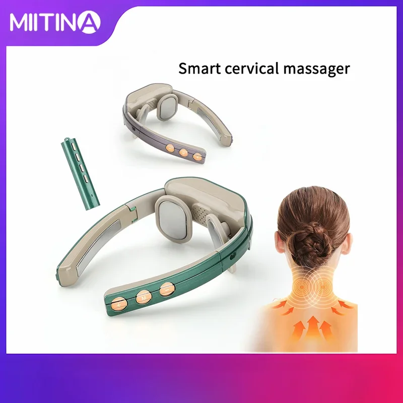 Intelligent Neck Massager Shoulder Massage Device Pulse Hot Compress Neck Protector Negative Ion Purification Multilingual Voice