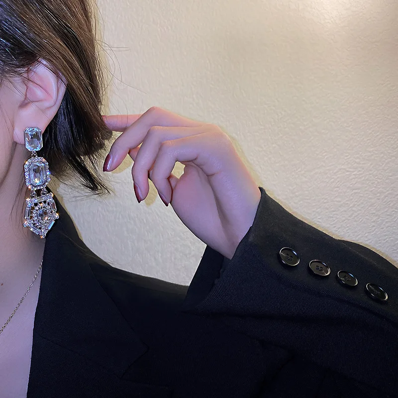 Earrings chains earrings drops Baroque Crystal